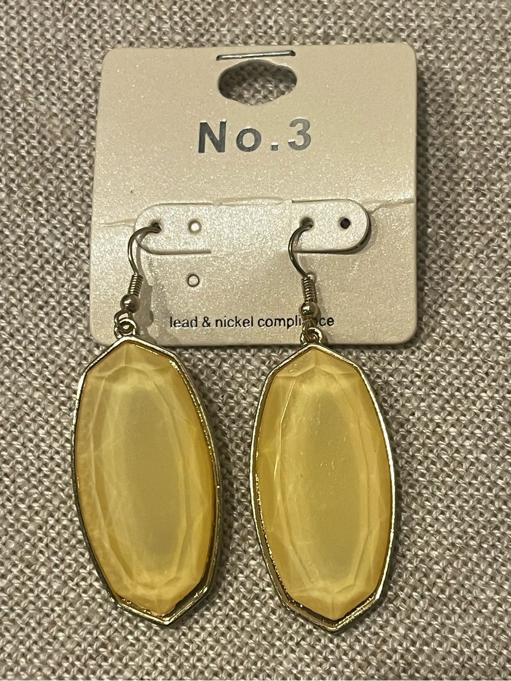 NEW Yellow Faceted Drop Earrings- Pierced Backs